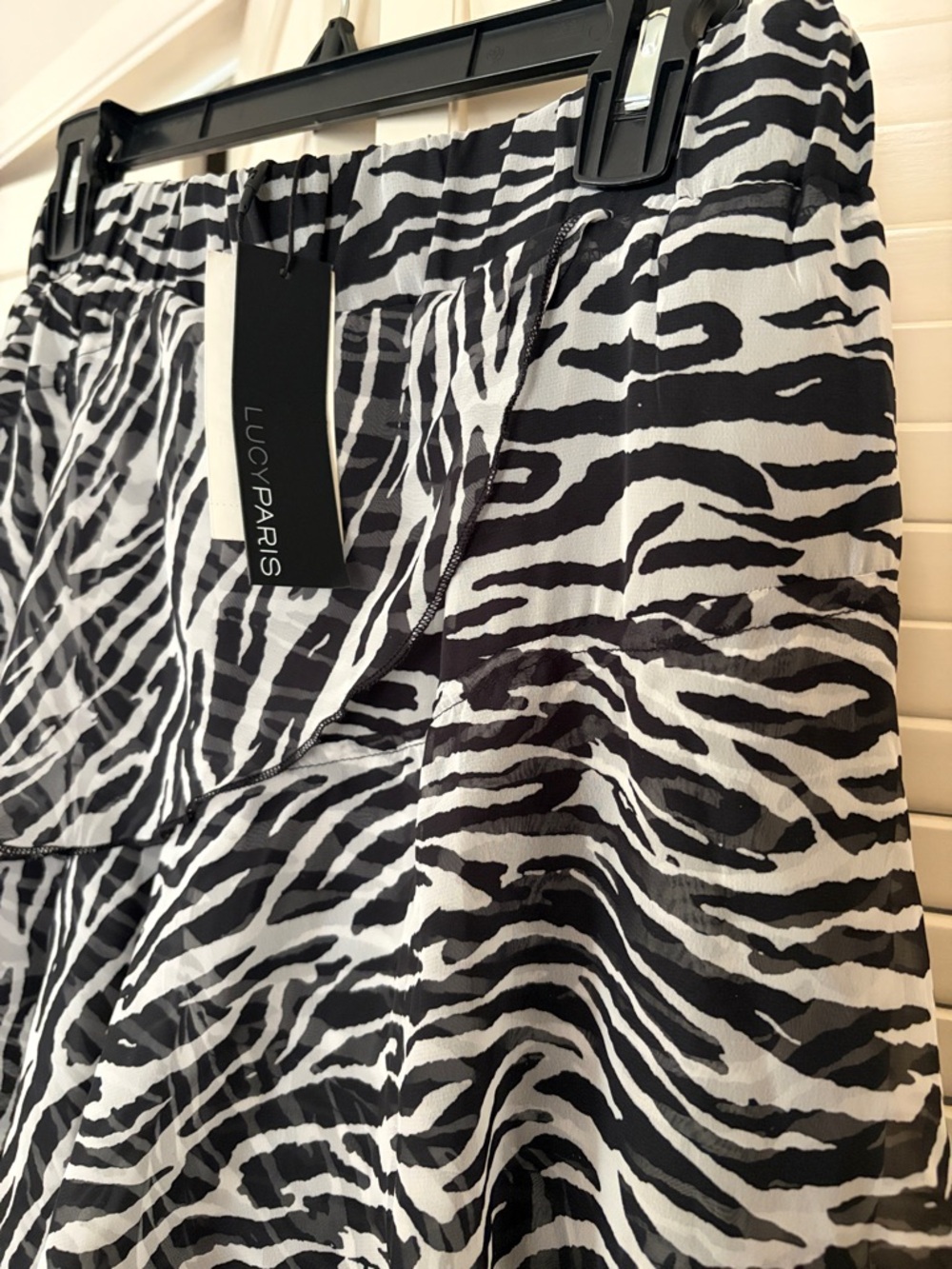 Lucy Paris Black and White Zebra Print High-Low Skirt